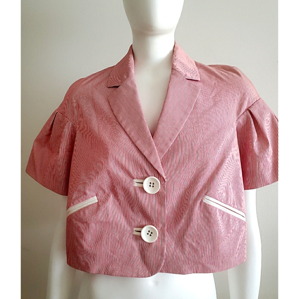 Moschino Red & White Crop Blazer